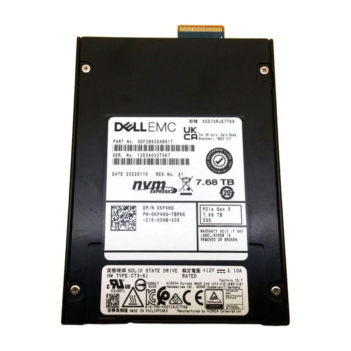Dysk twardy Dell 7.68TB SSD NVMe 5.0x4 E3.S TLC RI KP4HG