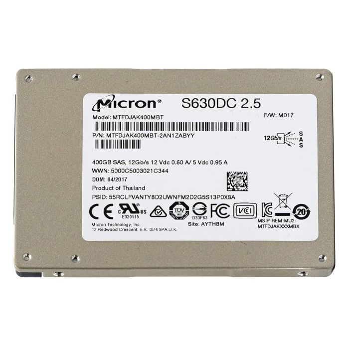 Dysk twardy Micron 400GB SSD SAS 12G 2.5" MLC MTFDJAK400MBT-2AN1ZABYY