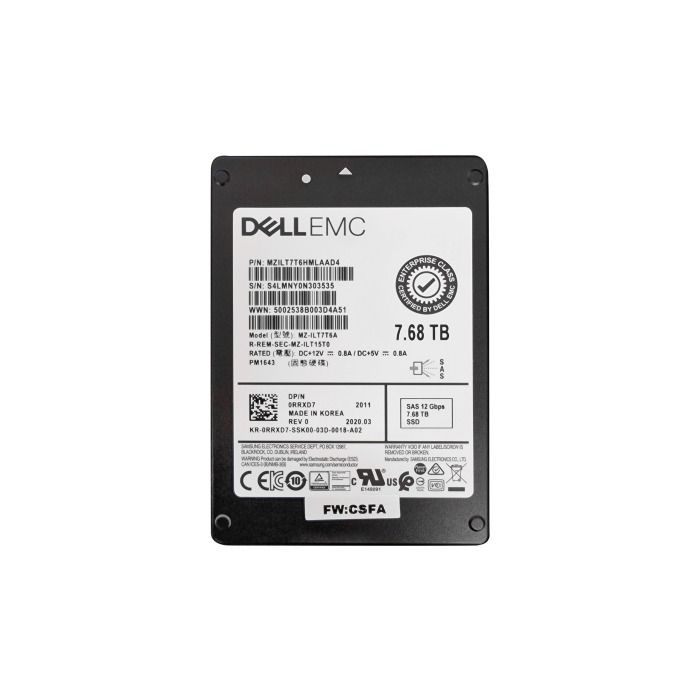 Hard Drive Dell 7.68TB SSD SAS 12G 2.5" TLC RI RRXD7