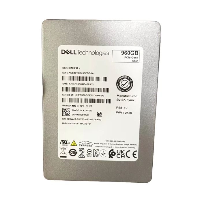 Hard drive Dell Hynix 960GB U.2 PCIe Gen4 4.0 NVMe RI TLC 2.5 SSD 26WJ0