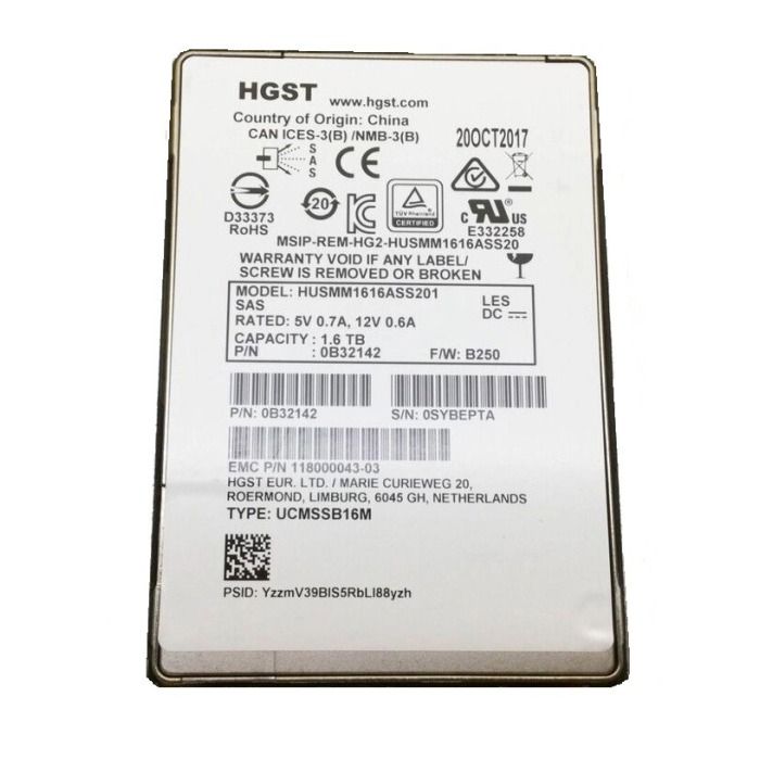 Hard drive EMC 1.6TB SSD SAS 12G 2.5" MLC TCG 118000043-03