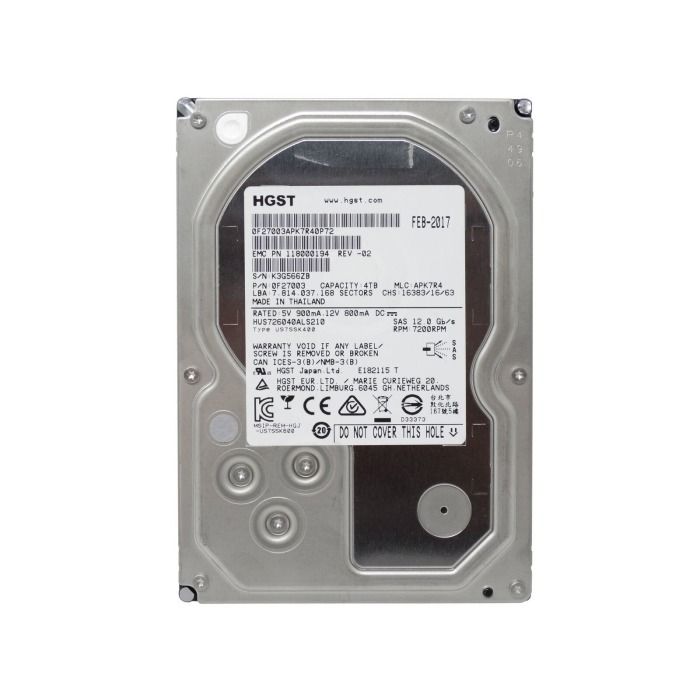 Hard drive EMC 4TB 7.2K HDD SAS 12G 3.5"  512n 128MB 118000194