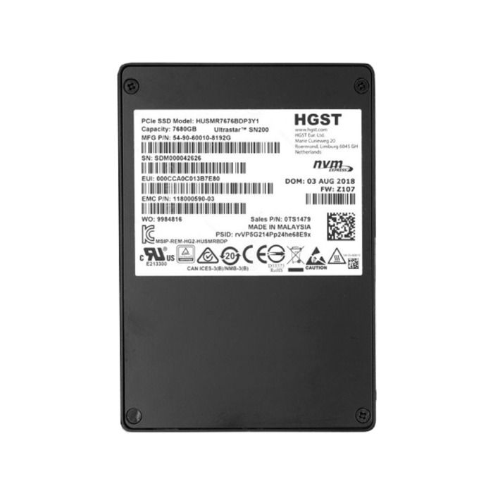 Hard drive EMC 7.68TB SSD NVMe PCIe 3.0x4 U.2 2.5" MLC RI 118000590-03