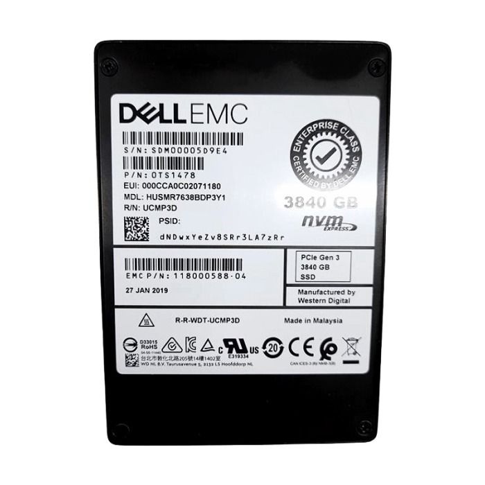 Hard drive EMC WD Ultrastar HUSMR7638BDP3Y1 3.84TB SSD NVMe PCIe 3.0x4 2.5" RI 118000588-04