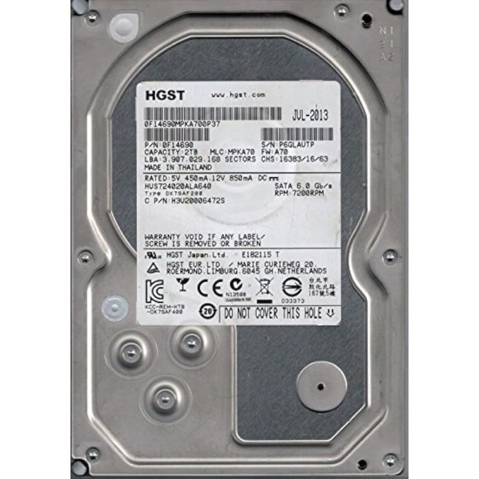 Hard drive HGST 2TB 7.2K HDD SATA 6G 3.5" 512e 0F14690