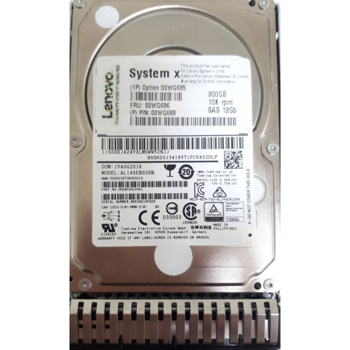 Hard Drive Lenovo 300GB 10K SAS 12G 2.5" 512n 128MB 00WG686