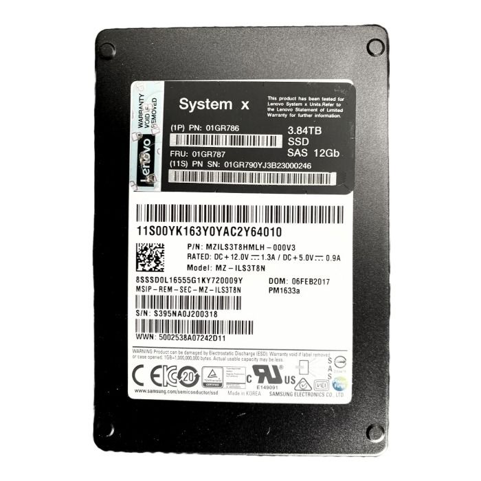 Hard drive Lenovo Samsung 3.84TB SSD SAS 12G 2.5" V-NAND TLC 01GR786