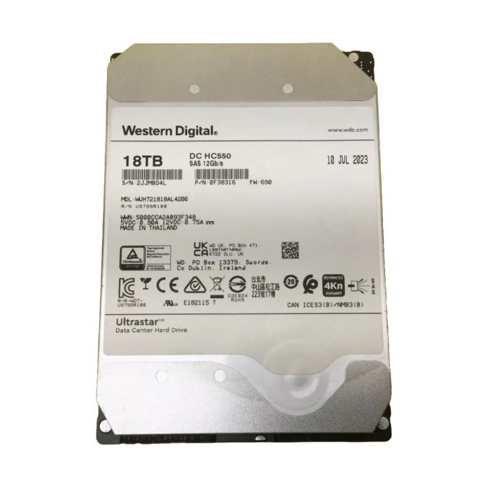 Hard drive WD Ultrastar DC HC550 18TB 7.2K SAS 12G 3.5" 512e 512MB 0F38316