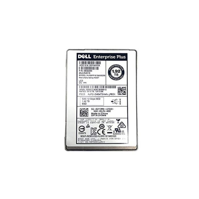 HDD Dell 1.92TB SSD SAS 12G 2.5" MLC 512e RI SED 2Y3M8