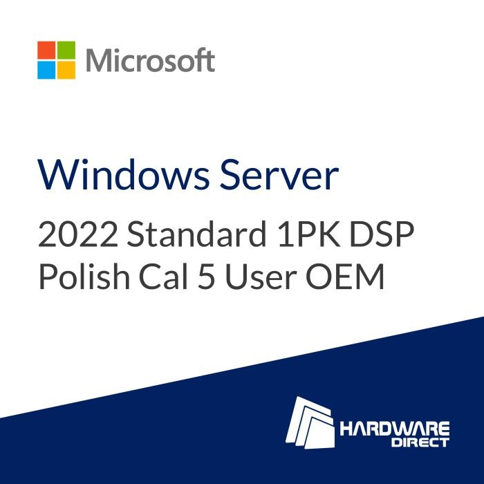 License Microsoft Windows Server 2022 Standard 1PK DSP Polish Cal 5 User OEM