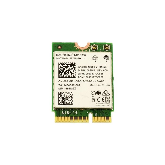 Network interface card Intel Killer AX1675i WLAN Wi-Fi 6 Bluetooth 5.3 M.2 for laptop 9PMPJ