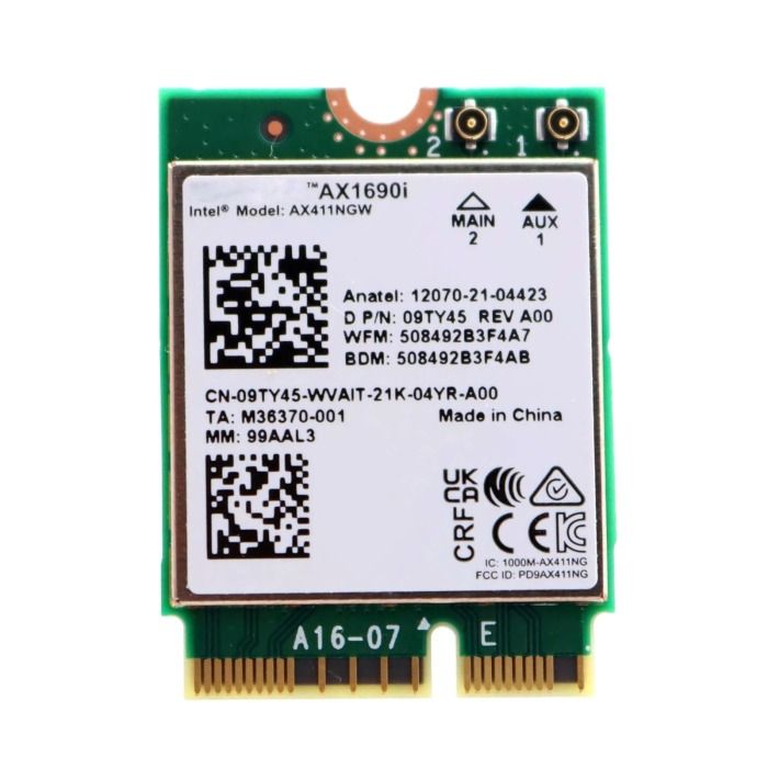 Network interface card Intel Killer AX1690 M.2 2230 Wi-Fi 6 Bluetooth 5.3 for laptop 9TY45
