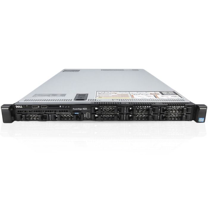 Server Dell R620 8x2.5" with 2xE5-2660, 32GB RAM, H710P, 2x480GB SSD SATA 2.5", 4x1GbE, 2xPSU, Rails, iDRAC 7 Enterprise