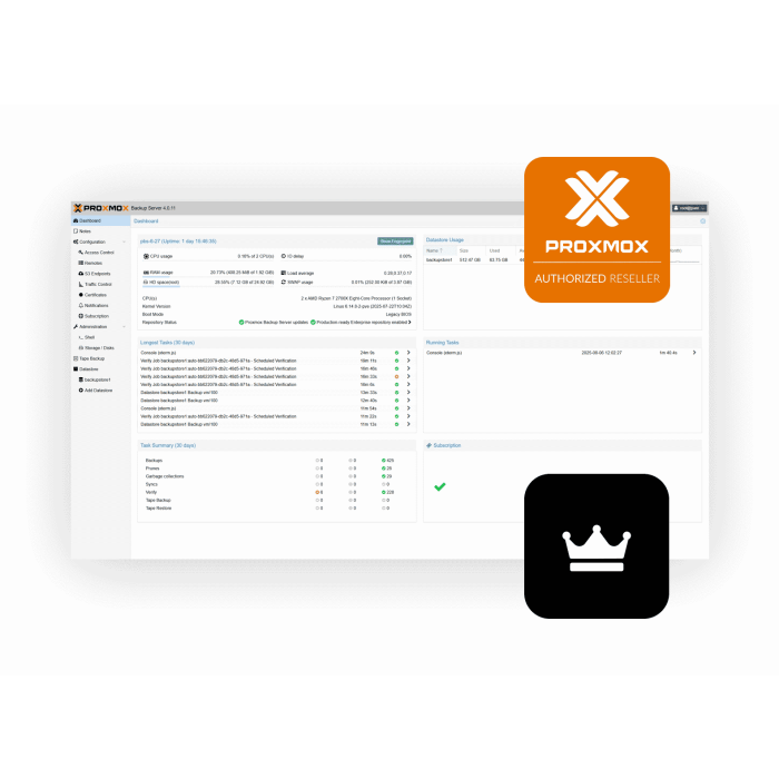 Subskrypcja Proxmox Backup Server Premium 1 rok PBS-PRE-1YR